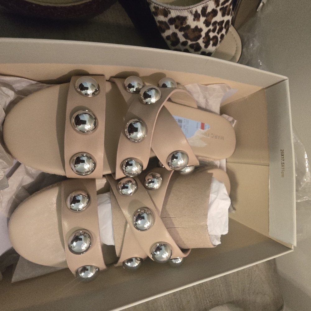 Marc Fisher Prisca Ball-Studded Espadrille Sandals